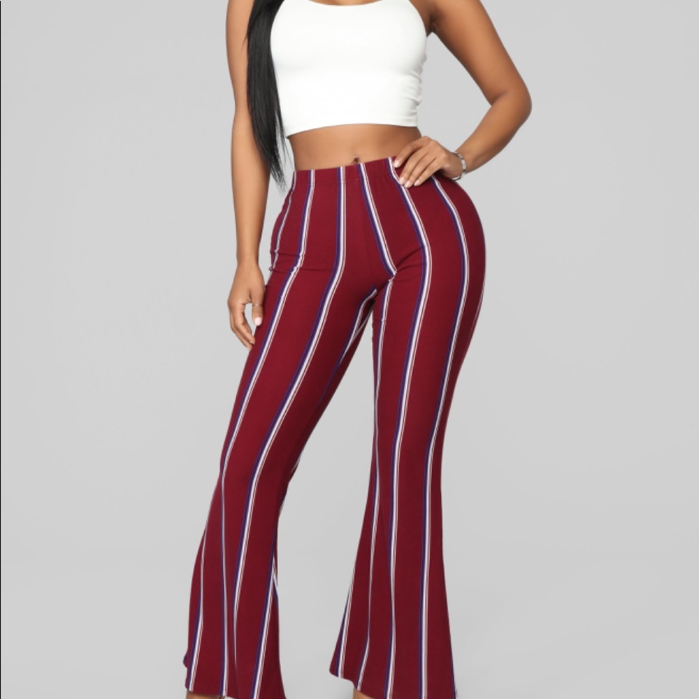Sabreena Striped Pants - Burgundy/Combo